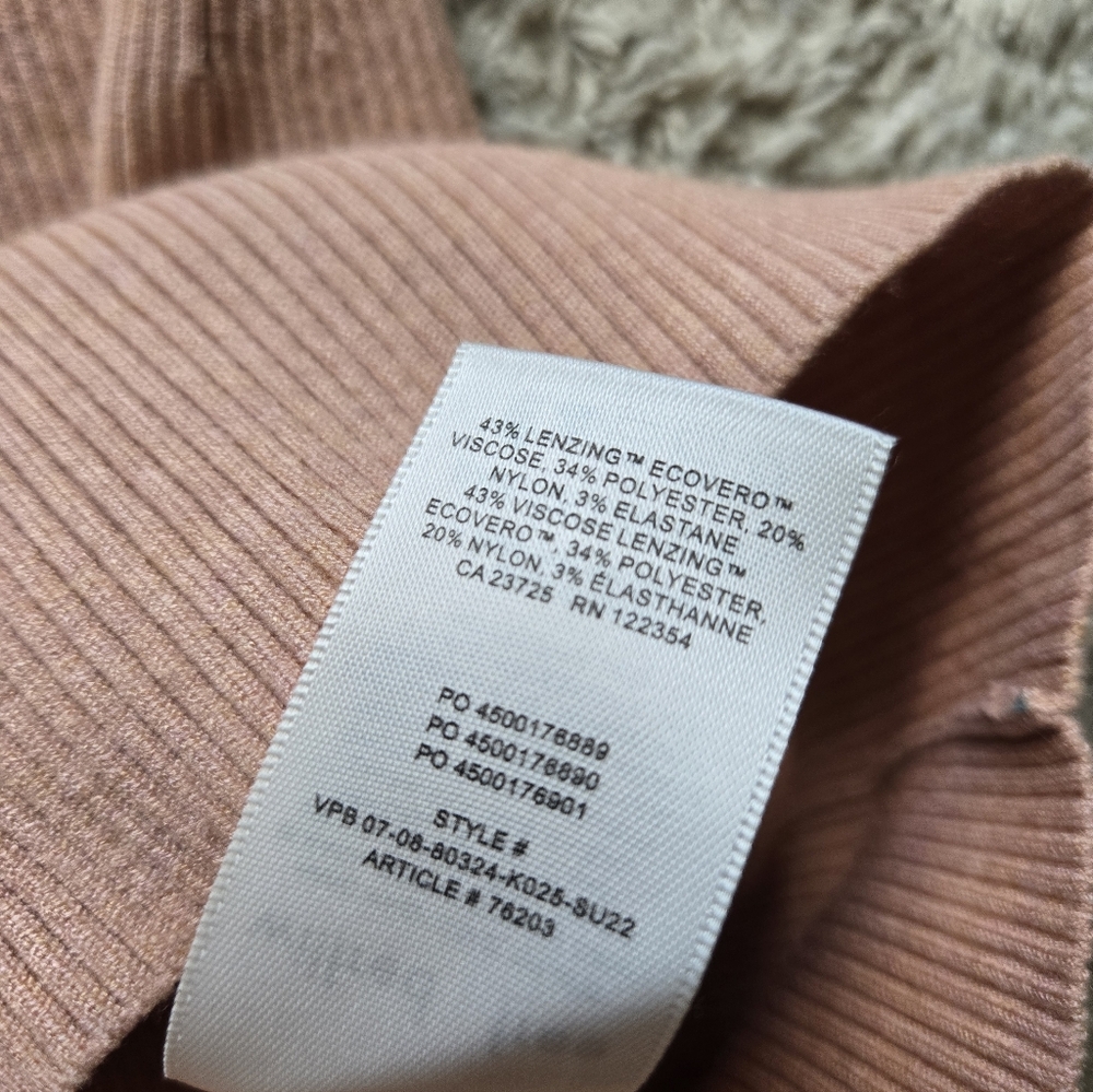 Wilfred Free Cut Out Bodycon Mini Dress Womens S Ribknit Peach Sleeveless - Picture 4 of 7